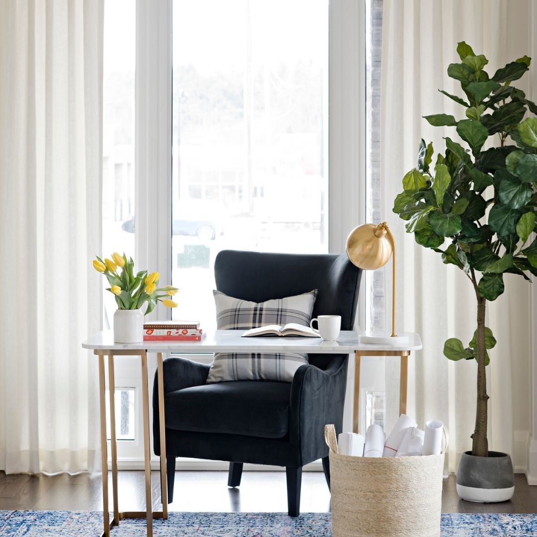 small desk with comfy chair Design: REBECCA HAY  Photography: MIKE CHAJECKI